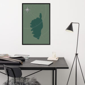 Affiche encadrée Map Corsica Green