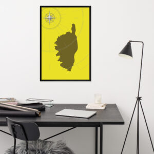 Affiche encadrée Map Corsica Yellow
