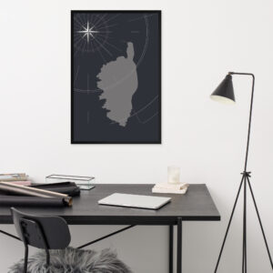 Affiche encadrée Map Corsica Grey