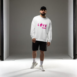 Sweat col rond imprimé blanc Love Mama